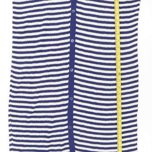 ZARA Women Blue White Striped Knit Shirt Dress L