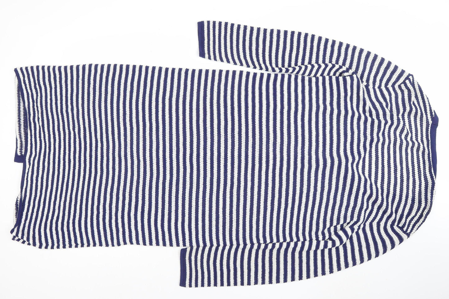 ZARA Women Blue White Striped Knit Shirt Dress L
