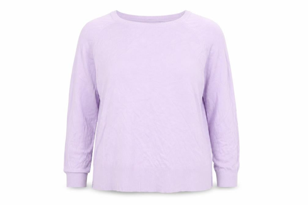 ZARA Women Purple Knit Crew Neck Long Sleeve Pullover Jumper Size L