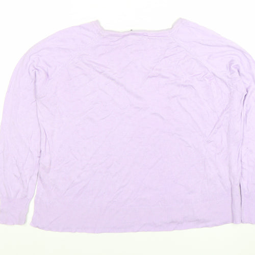 ZARA Women Purple Knit Crew Neck Long Sleeve Pullover Jumper Size L