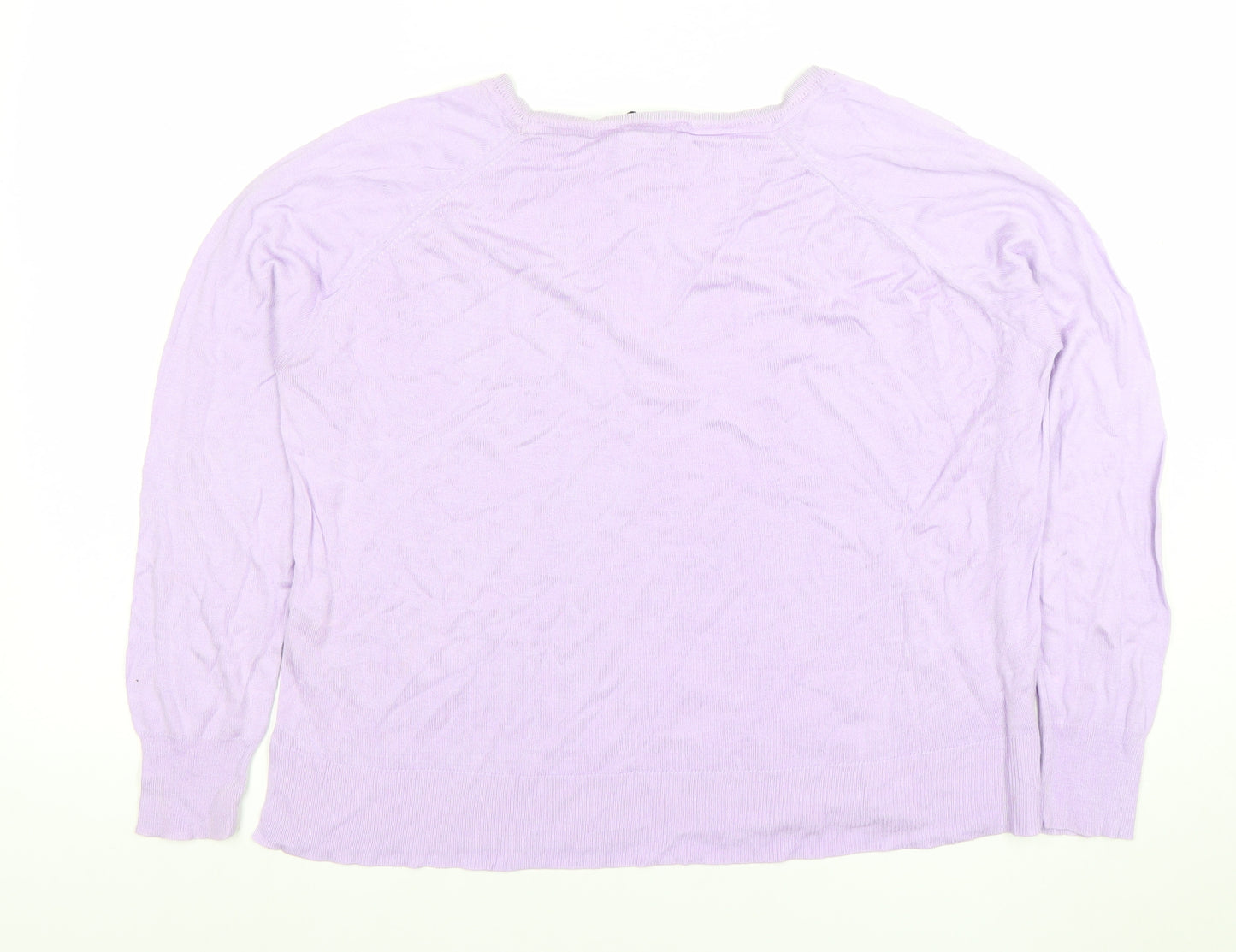 ZARA Women Purple Knit Crew Neck Long Sleeve Pullover Jumper Size L