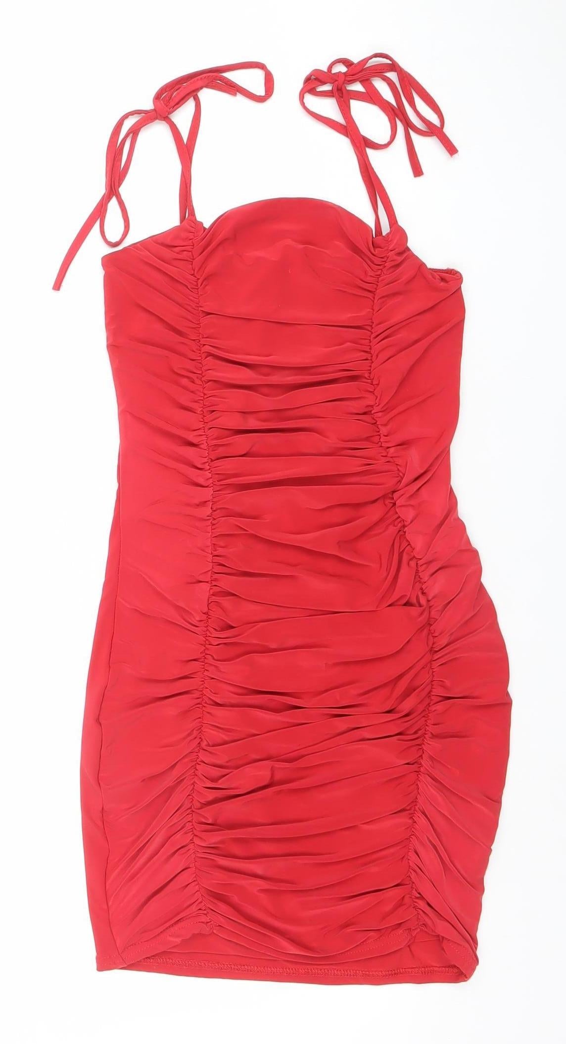 Edge Street Women’s Red Bodycon Ruched Mini Dress Size 6