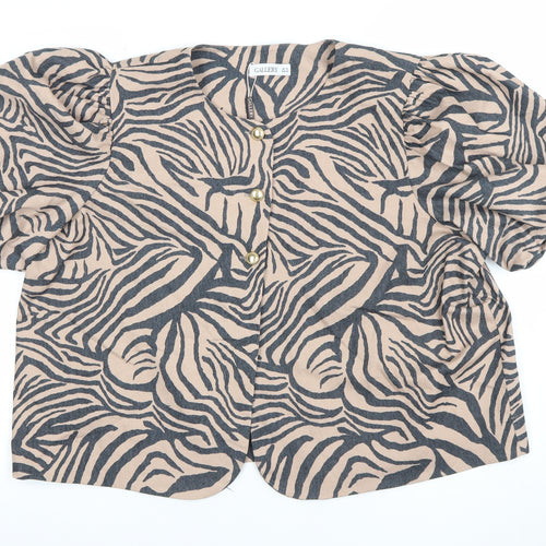 Gallery Women’s Beige Zebra Print Short Sleeve Blazer UK 20