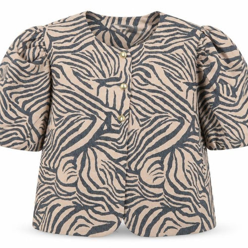 Gallery Women’s Beige Zebra Print Short Sleeve Blazer UK 20