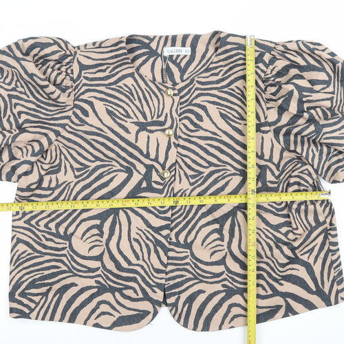 Gallery Women’s Beige Zebra Print Short Sleeve Blazer UK 20