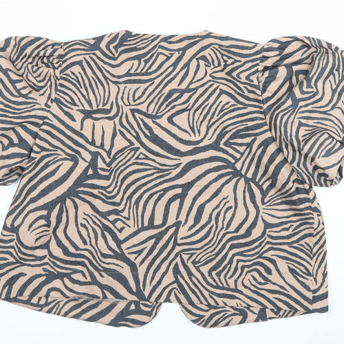 Gallery Women’s Beige Zebra Print Short Sleeve Blazer UK 20