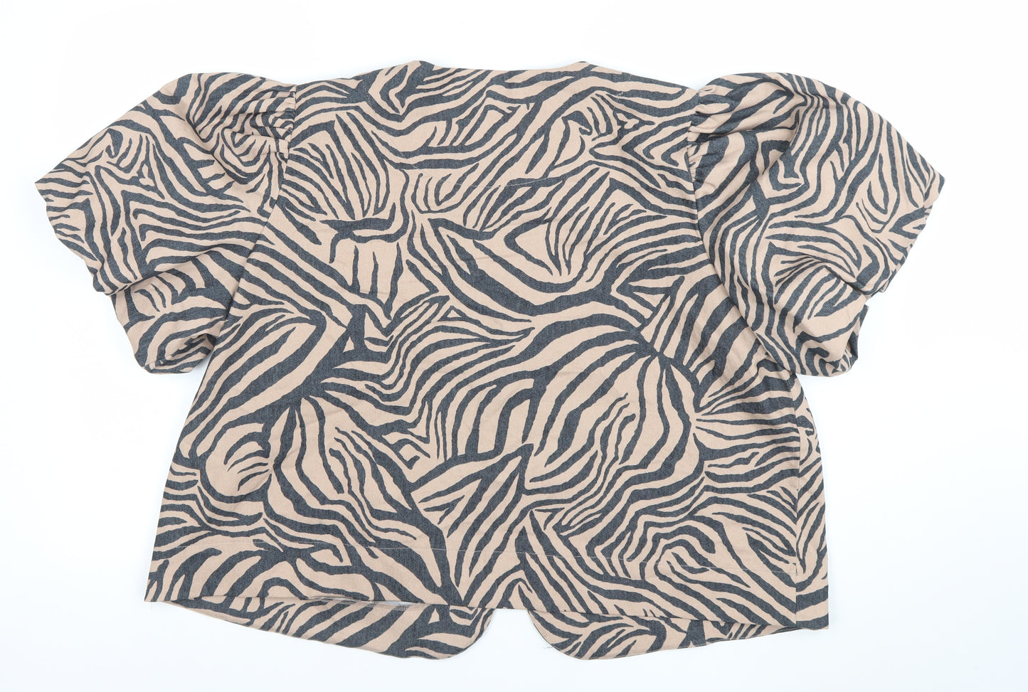 Gallery Women’s Beige Zebra Print Short Sleeve Blazer UK 20