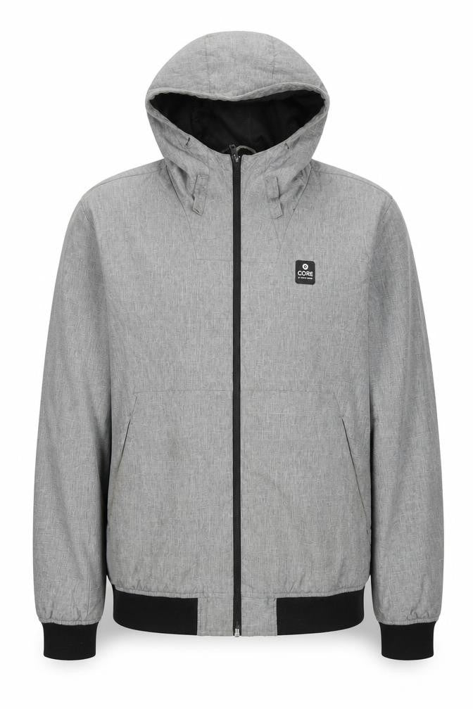 Front view of Jack & Jones CORE Men's Grey Windbreaker Jacket, size L