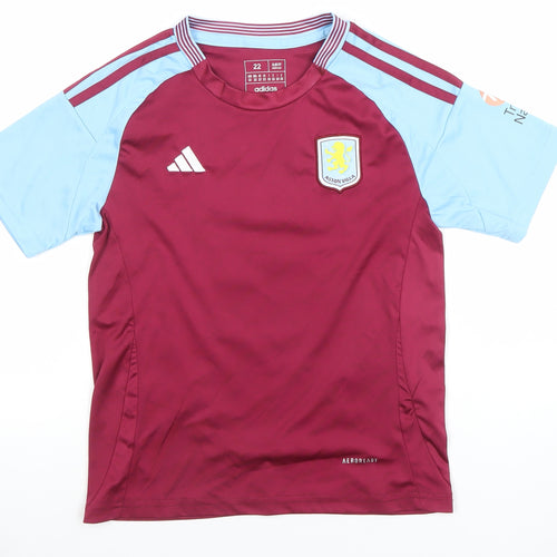 Adidas Boys Aston Villa Football Jersey Burgundy Blue Size 22 Slim Fit