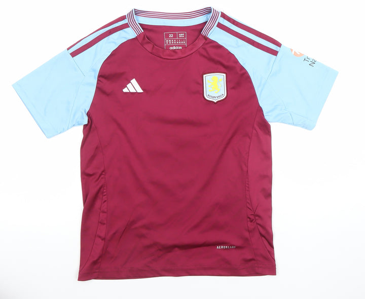 Adidas Boys Aston Villa Football Jersey Burgundy Blue Size 22 Slim Fit
