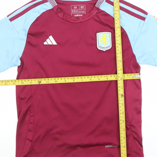 Adidas Boys Aston Villa Football Jersey Burgundy Blue Size 22 Slim Fit