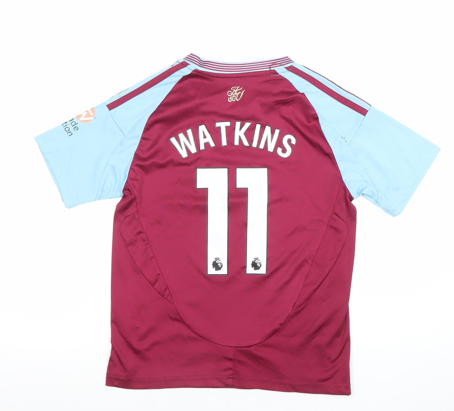 Adidas Boys Aston Villa Football Jersey Burgundy Blue Size 22 Slim Fit