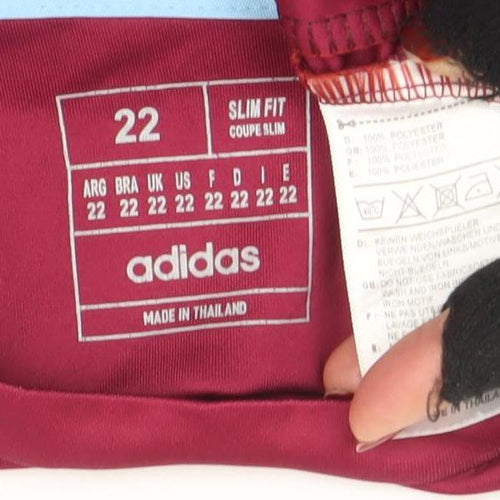 Adidas Boys Aston Villa Football Jersey Burgundy Blue Size 22 Slim Fit