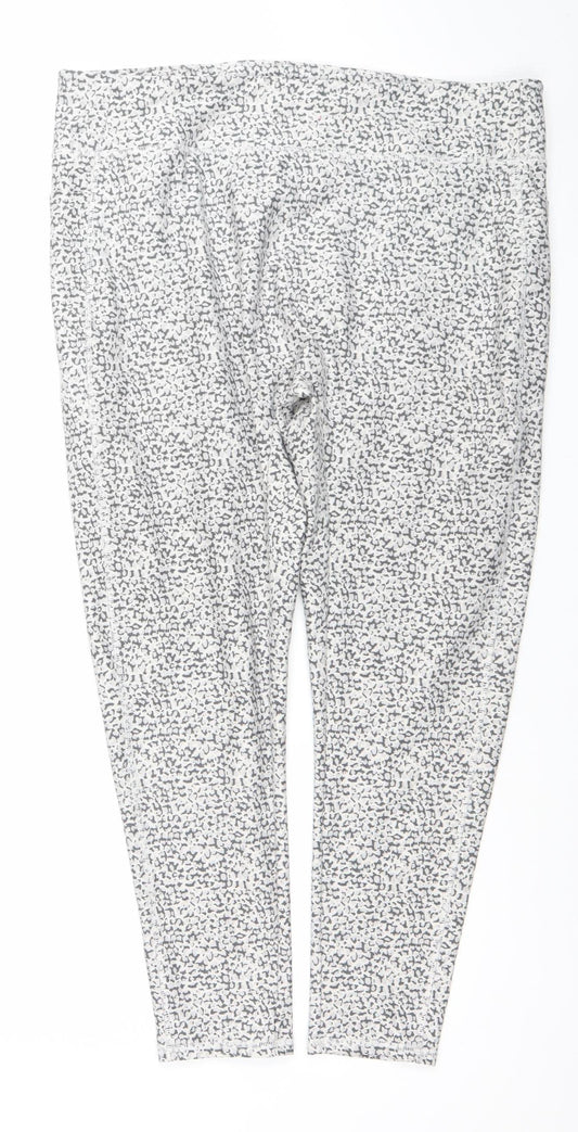 F&F Active Womens Grey Animal Print Leggings Size L Quick Dry