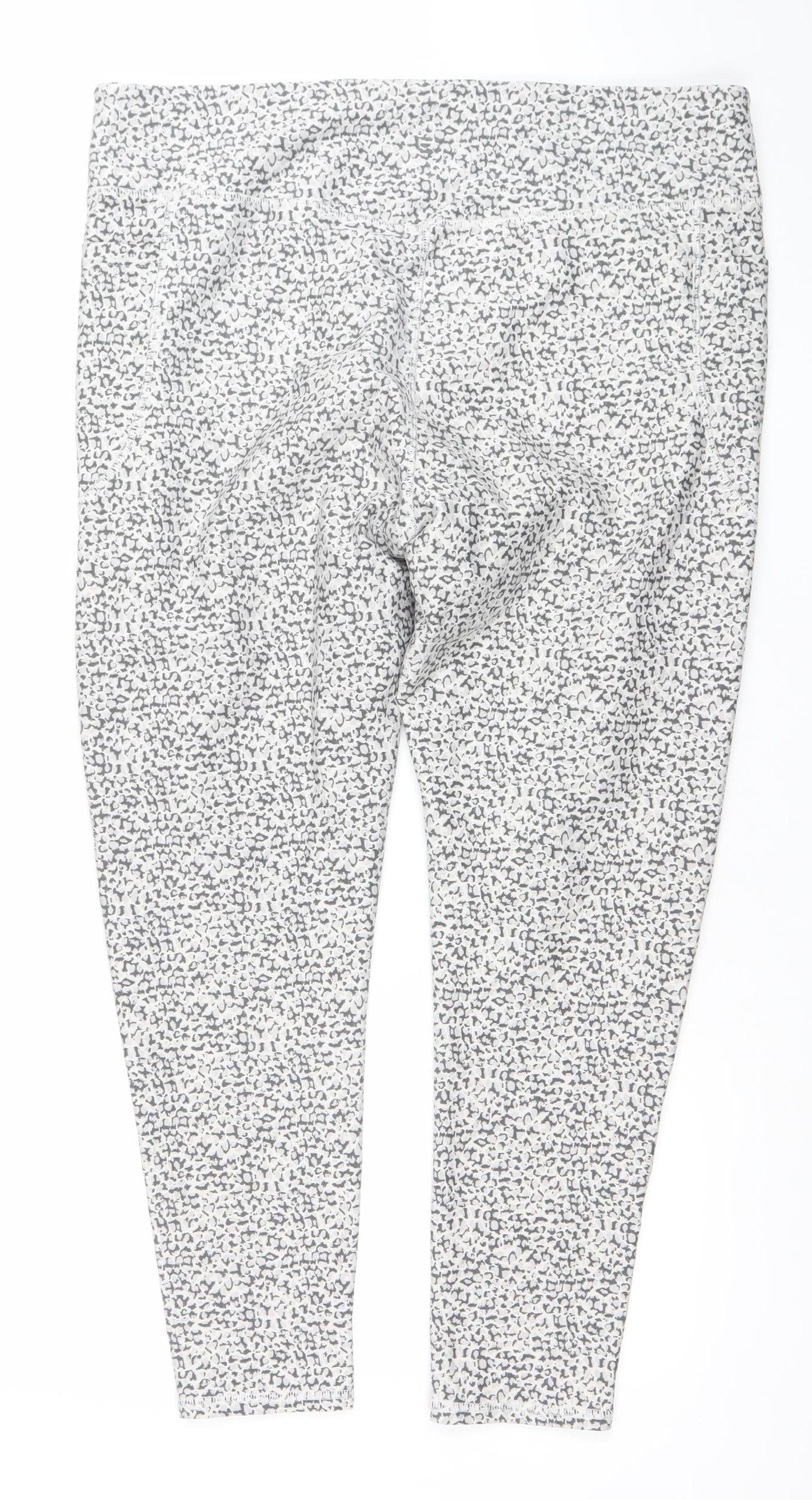 F&F Active Womens Grey Animal Print Leggings Size L Quick Dry
