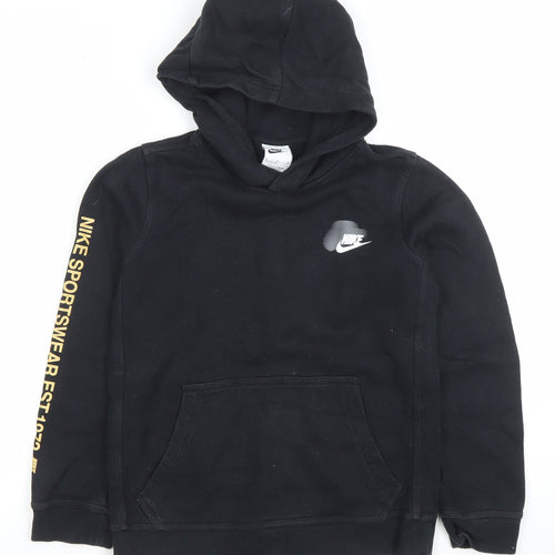 Nike Boys Black Pullover Hoodie Medium 137-147cm Graphic Print Sportswear