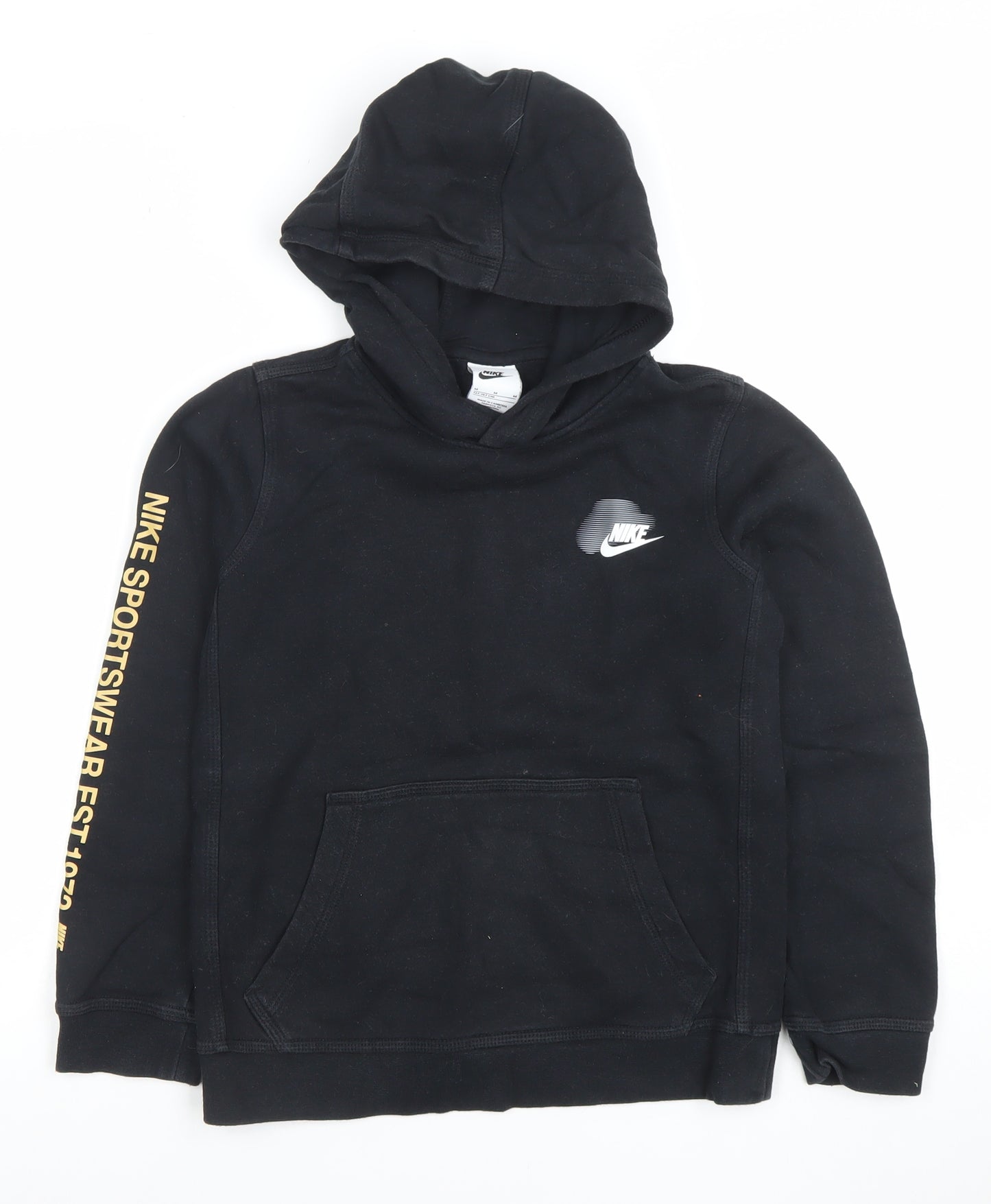 Nike Boys Black Pullover Hoodie Medium 137-147cm Graphic Print Sportswear