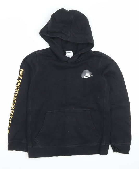 Nike Boys Black Pullover Hoodie Medium 137-147cm Graphic Print Sportswear
