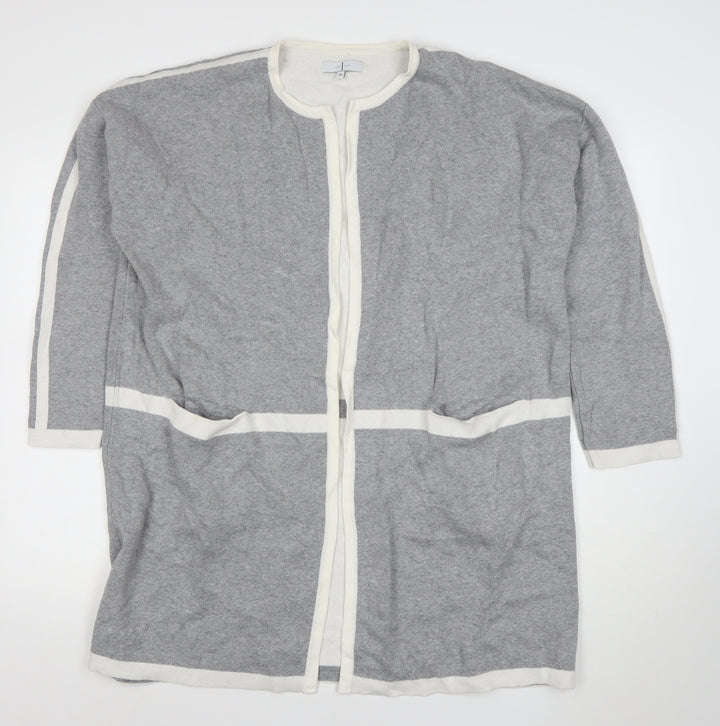 Jasper Conran Women’s Grey Cotton Knit Open Cardigan Size 14