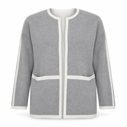 Jasper Conran Women’s Grey Cotton Knit Open Cardigan Size 14
