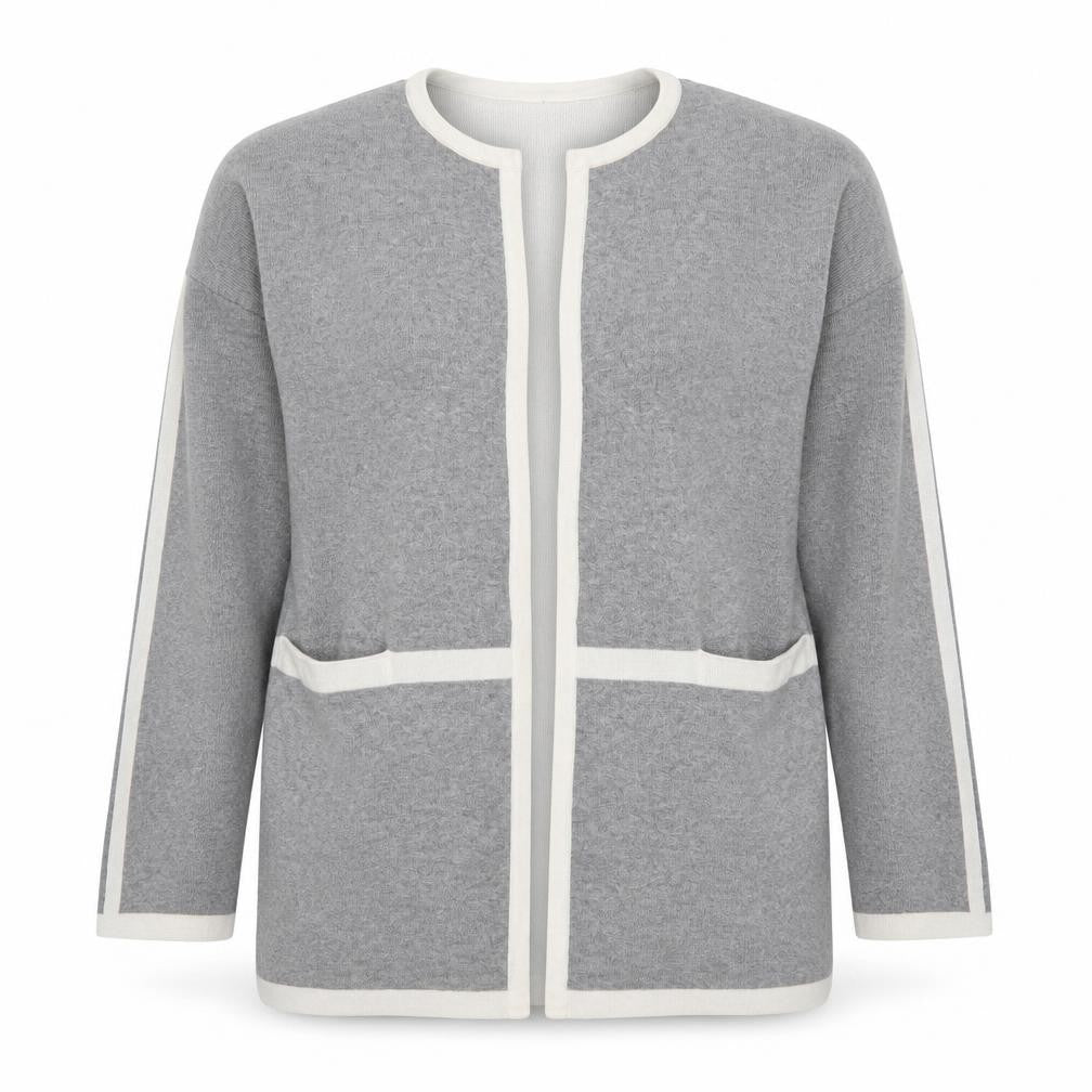 Jasper Conran Women’s Grey Cotton Knit Open Cardigan Size 14