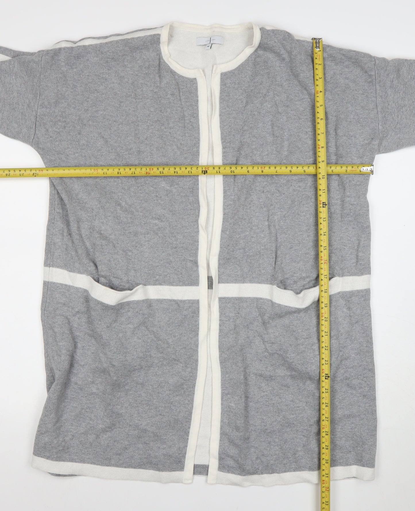 Jasper Conran Women’s Grey Cotton Knit Open Cardigan Size 14