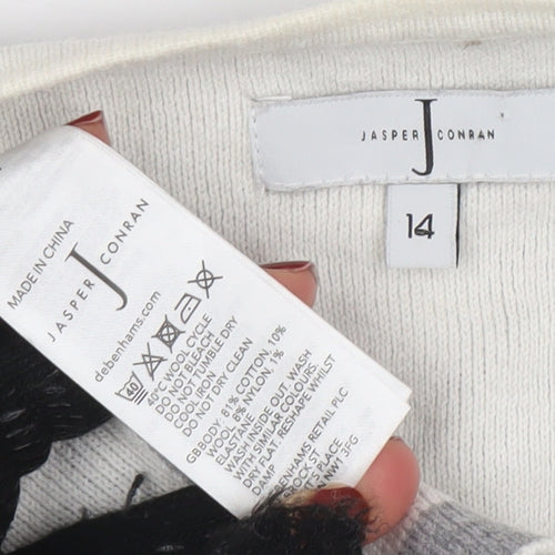 Jasper Conran Women’s Grey Cotton Knit Open Cardigan Size 14