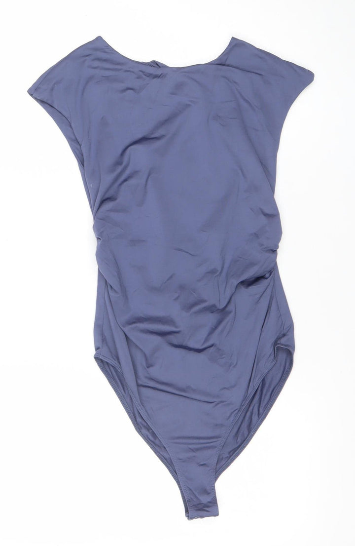 Stradivarius Women Blue One Shoulder Bodysuit Size 12