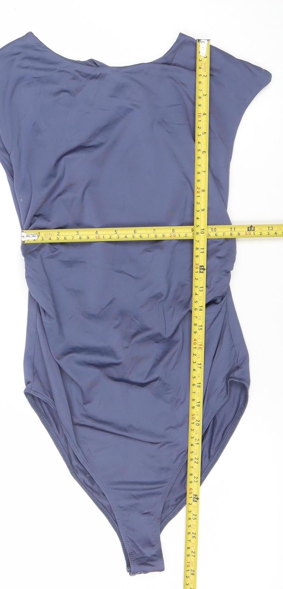 Stradivarius Women Blue One Shoulder Bodysuit Size 12