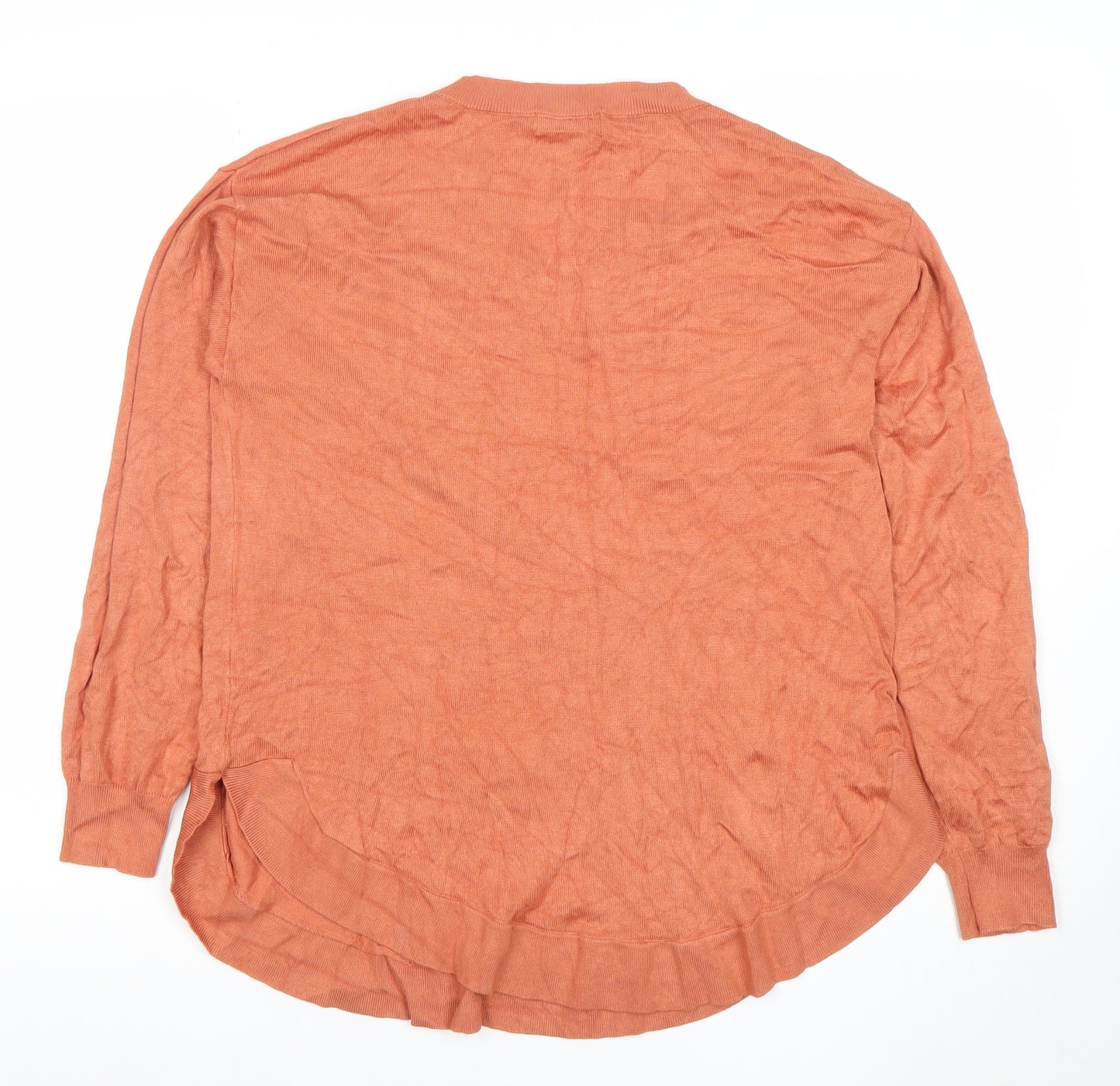 Gallery Women's Orange V-Neck Long Sleeve Cotton Blend Blouse Size S