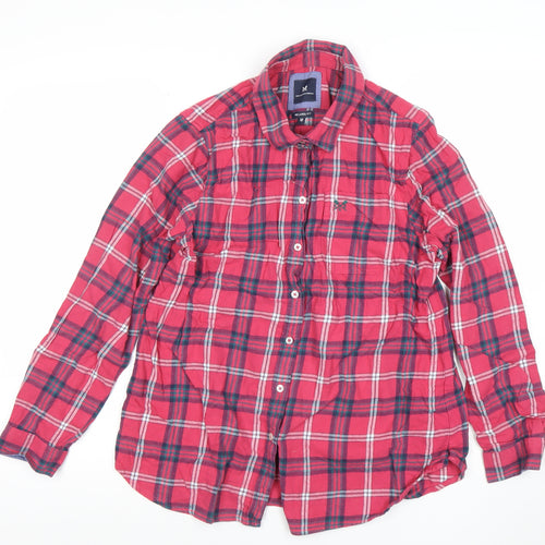 Crew Clothing Company Men's Red Plaid Long Sleeve Relaxed Fit Cotton Shirt M