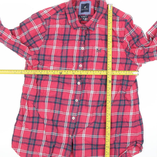 Crew Clothing Company Men's Red Plaid Long Sleeve Relaxed Fit Cotton Shirt M