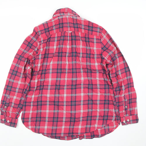 Crew Clothing Company Men's Red Plaid Long Sleeve Relaxed Fit Cotton Shirt M