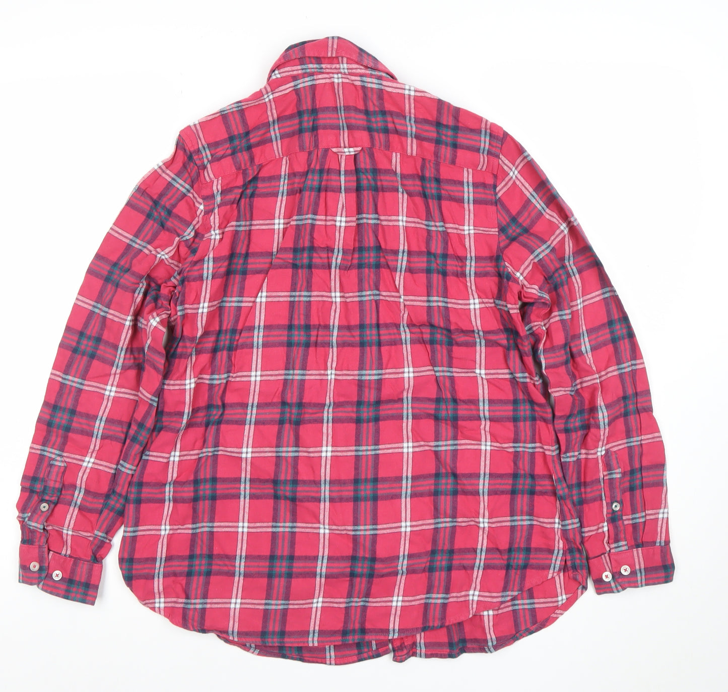 Crew Clothing Company Men's Red Plaid Long Sleeve Relaxed Fit Cotton Shirt M