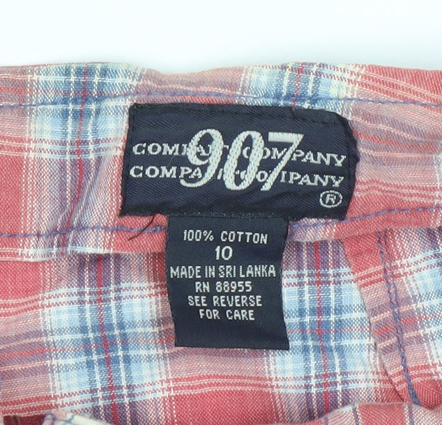 Company 907 Womens Red Plaid Cotton Chino Shorts Size 10
