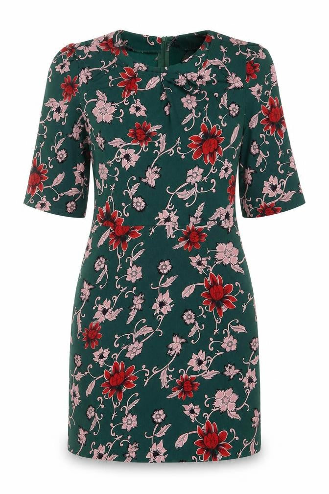 Missguided Women’s Green Floral Ruched Bodycon Dress Size 12