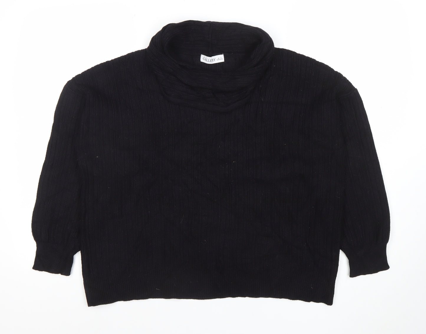 Gallery Women’s Black Roll Neck Knit Jumper Size M Long Sleeve