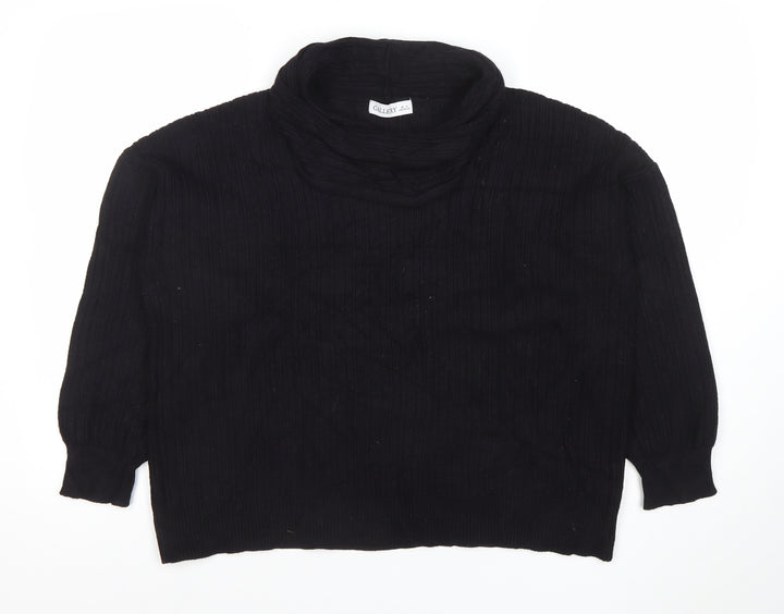 Gallery Women’s Black Roll Neck Knit Jumper Size M Long Sleeve
