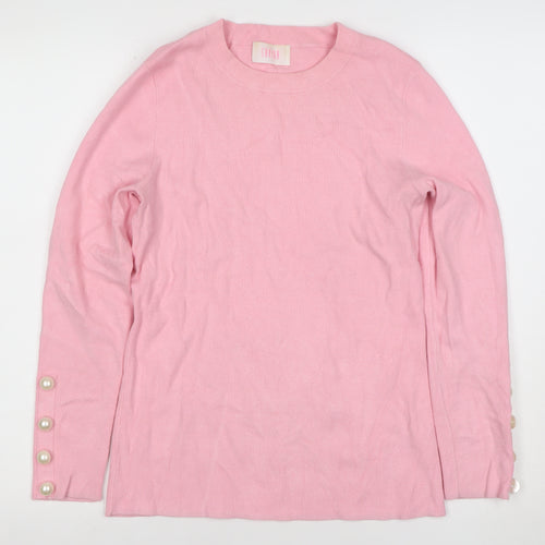Savida Women’s Pink Crew Neck Long Sleeve Button Jumper Size 10