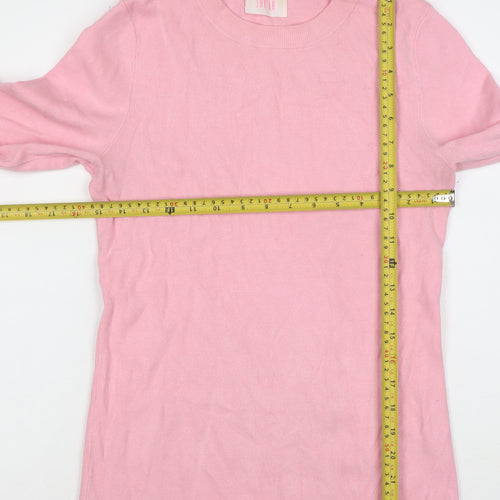 Savida Women’s Pink Crew Neck Long Sleeve Button Jumper Size 10