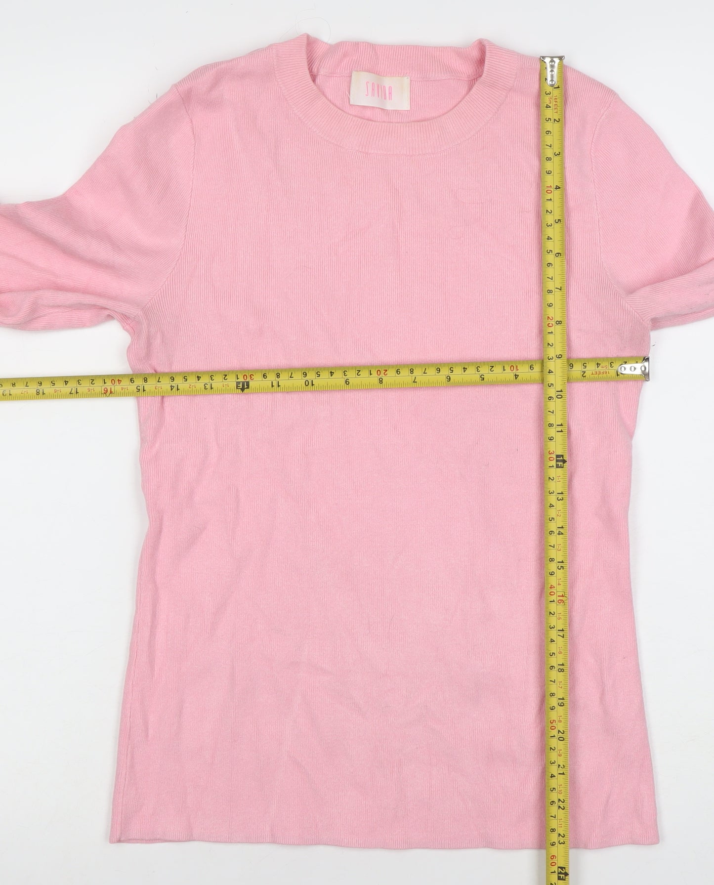 Savida Women’s Pink Crew Neck Long Sleeve Button Jumper Size 10