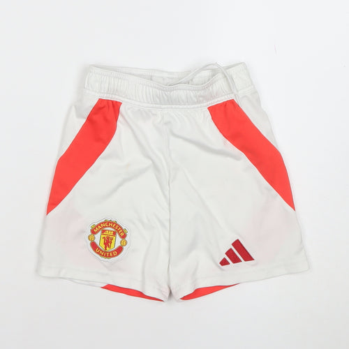 adidas Boys White Manchester United Football Shorts 7 Years Athletic Fit