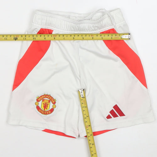 adidas Boys White Manchester United Football Shorts 7 Years Athletic Fit