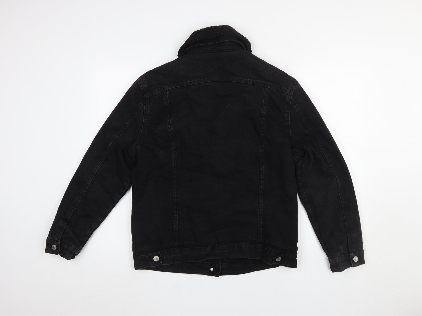 New Look Women Black Denim Sherpa Lined Jacket Size 12