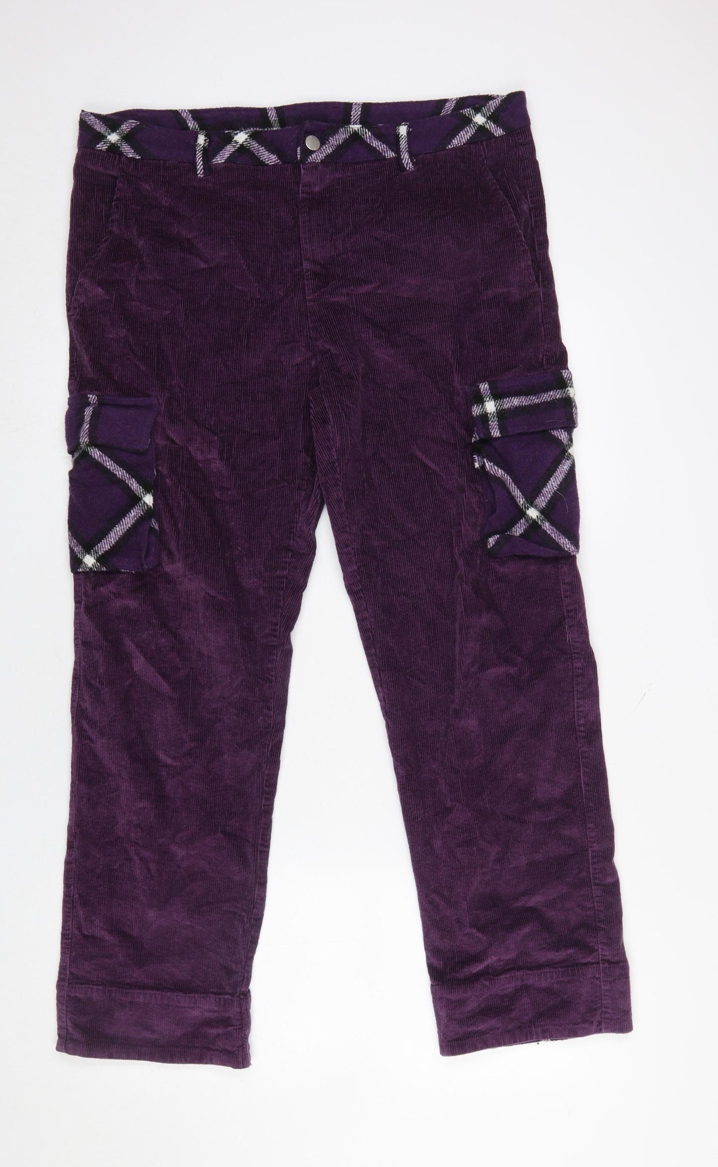 WESC Men’s Purple Corduroy Cargo Trousers W30 L32