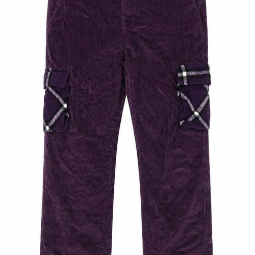 WESC Men’s Purple Corduroy Cargo Trousers W30 L32