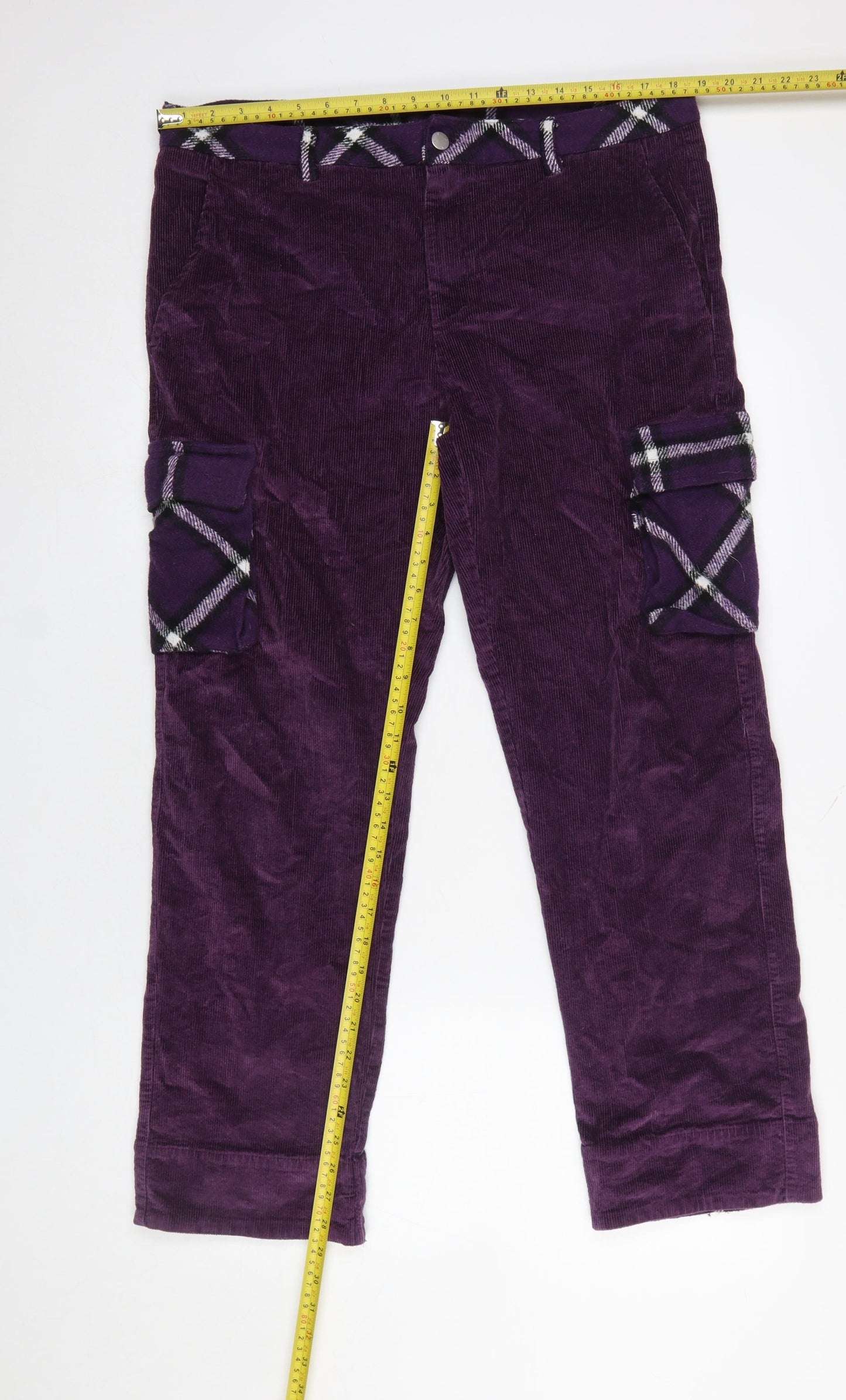 WESC Men’s Purple Corduroy Cargo Trousers W30 L32