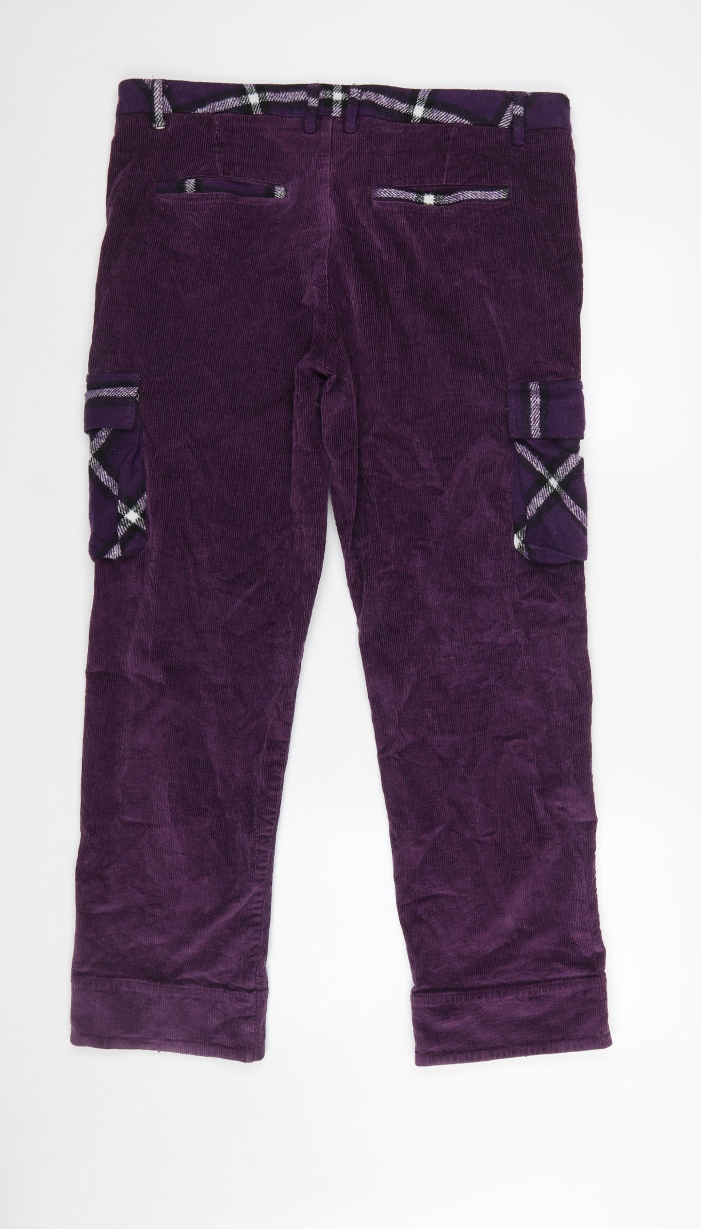 WESC Men’s Purple Corduroy Cargo Trousers W30 L32