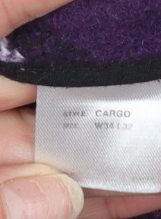 WESC Men’s Purple Corduroy Cargo Trousers W30 L32