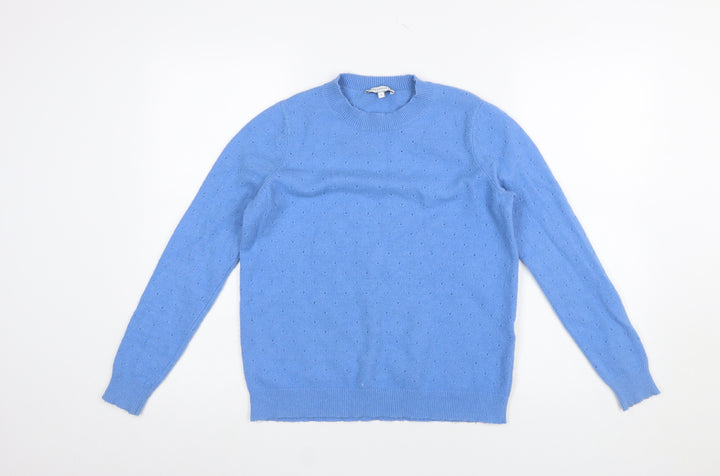 Warehouse Women Blue Size 8 Crew Neck Long Sleeve Knit Jumper